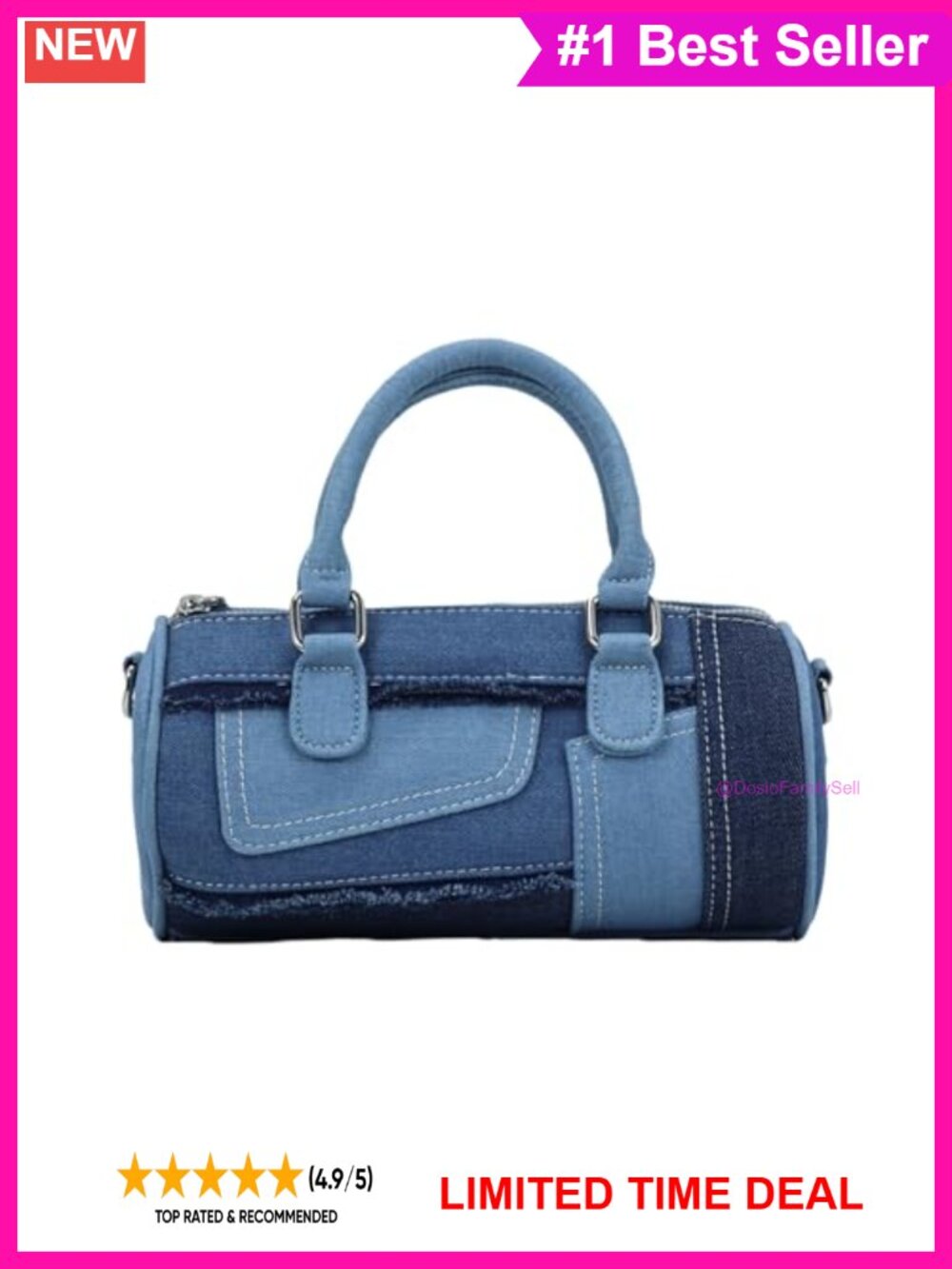 Denim Patchwork Crossbody Bag Clutch Shoulder Purse